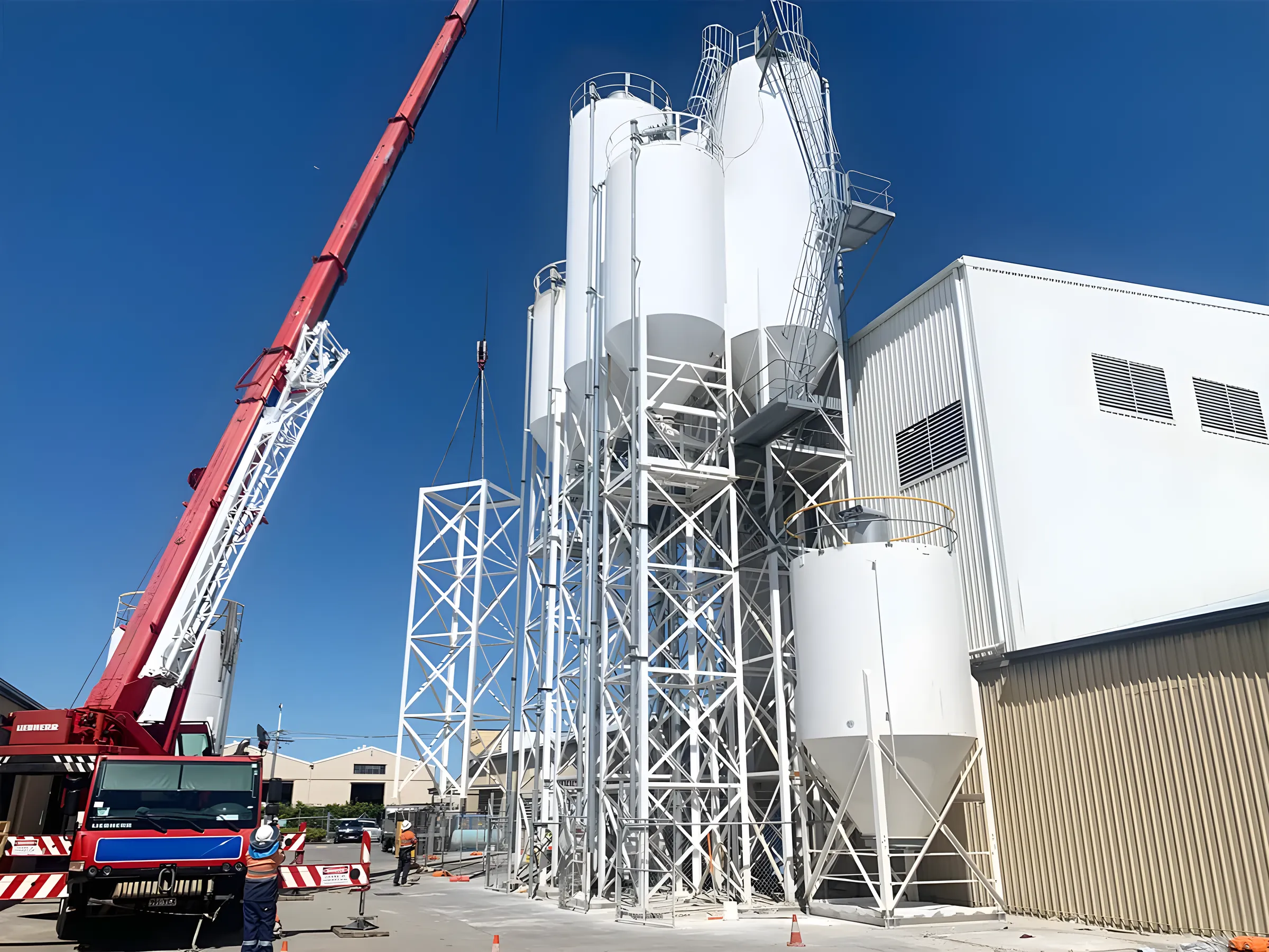 Silo Towers Installation for Materials Handling Plant